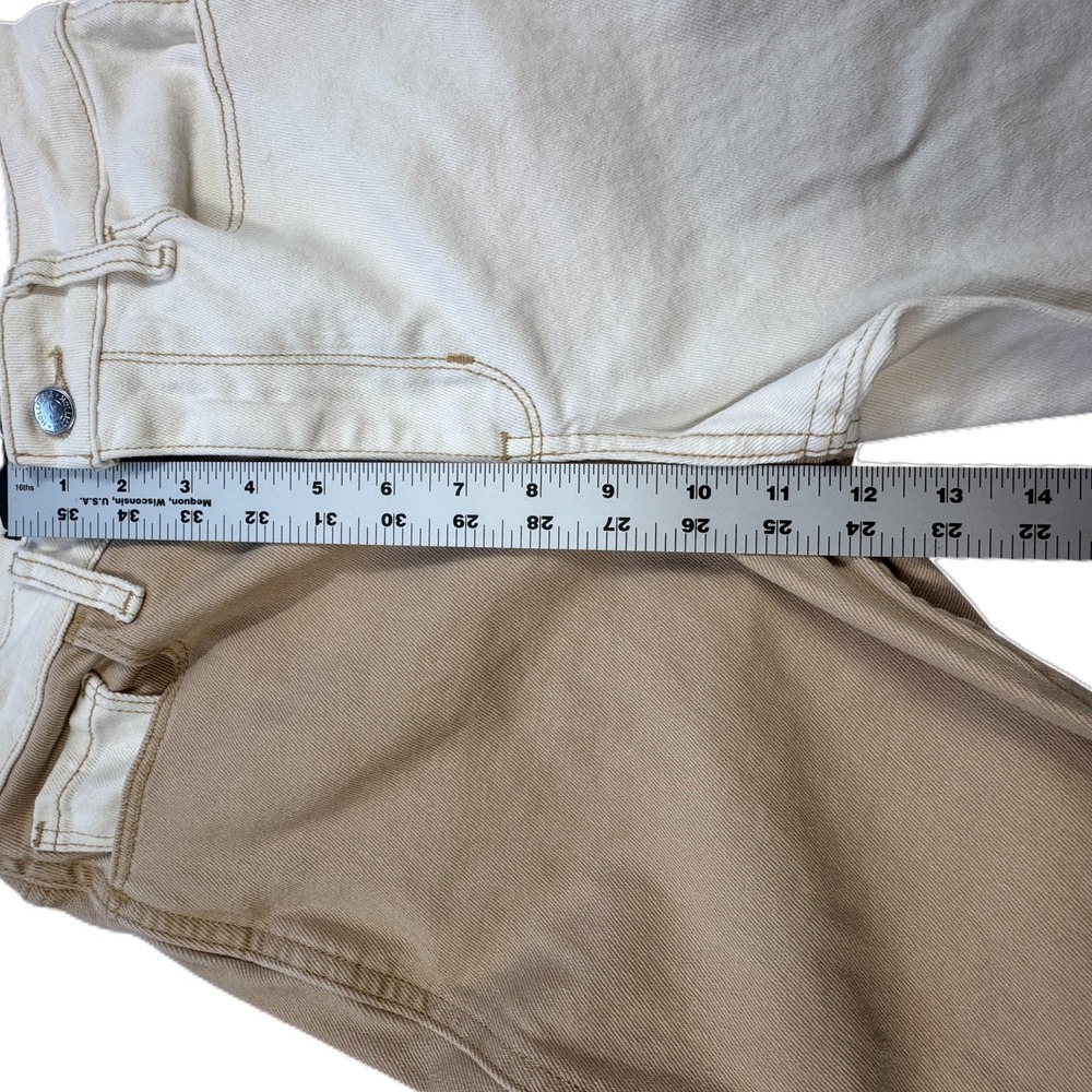 Hollister Colorblock Patchwork Mom Jeans 3S W26‎ L25 High Rise White Tan Denim - Picture 7 of 12